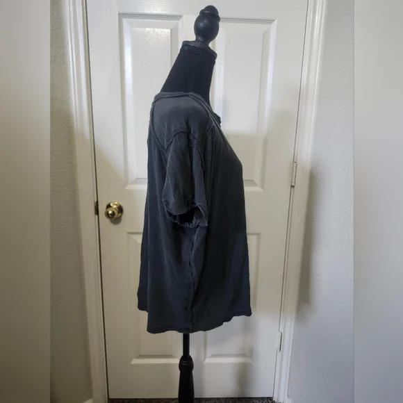 Free People We The Free Slate Blue Ribbed Riley Short Sleeve Tee XS - Picture 6 of 13